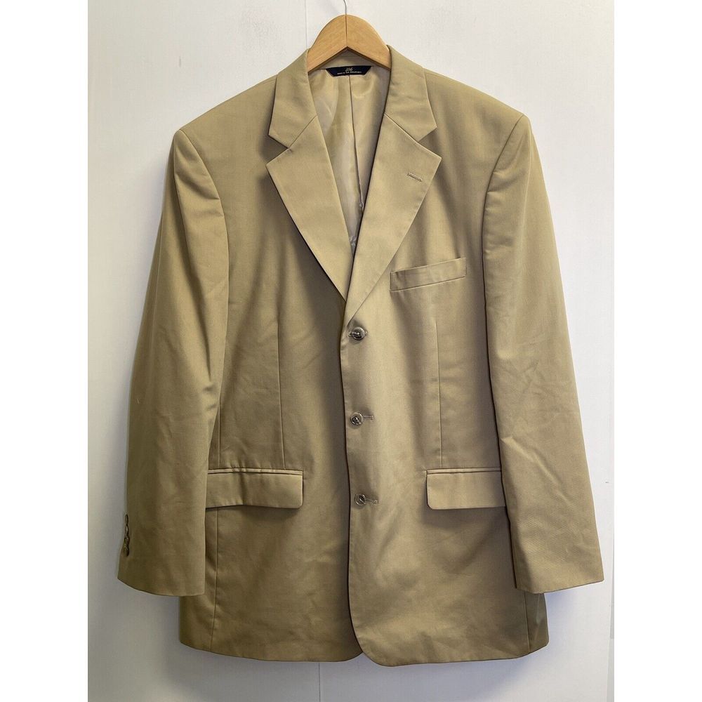 Brooks Brother 346 Blazer Mens 43L Khaki Cotton‎ Blend 3 Button Beige Career